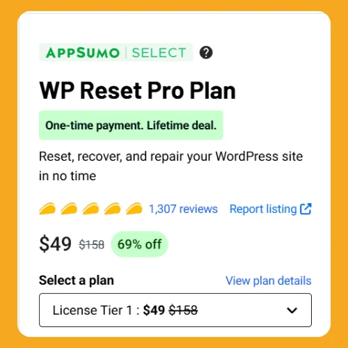 WP Reset Pro Plan